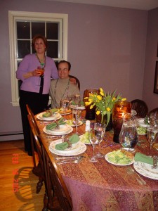 Amy and Dan deLannoy who hosted our Mardi Gras Dinner at their festively decorated table.